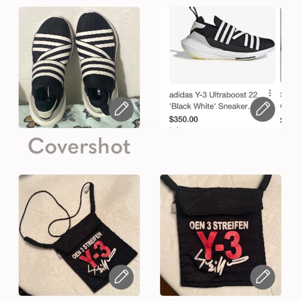 Adidas Y3 Yohji Yamamoto Ultraboost👟7.5 3stripe+Y-3 Supreme bag OEN 3
